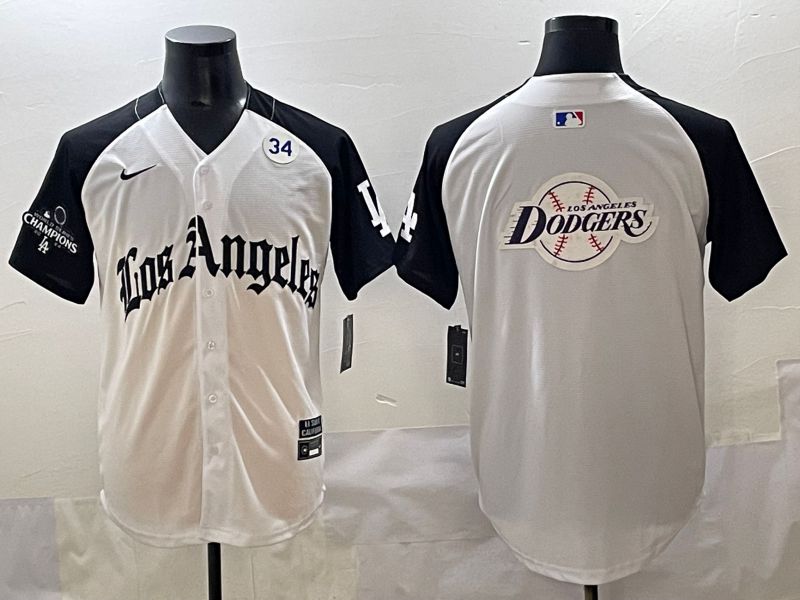 Men 2025 Los Angeles Dodgers Blank White black Five generations Joint Name Nike MLB Jersey style 52638